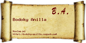 Bodoky Anilla névjegykártya